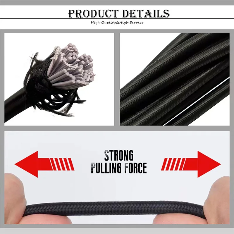 1-10mm Round Elastic Rope Black White High Elasticity Latex Rubber Band Trampoline Elastic Rope Cow Tendon Rope Sewing DIY Acces