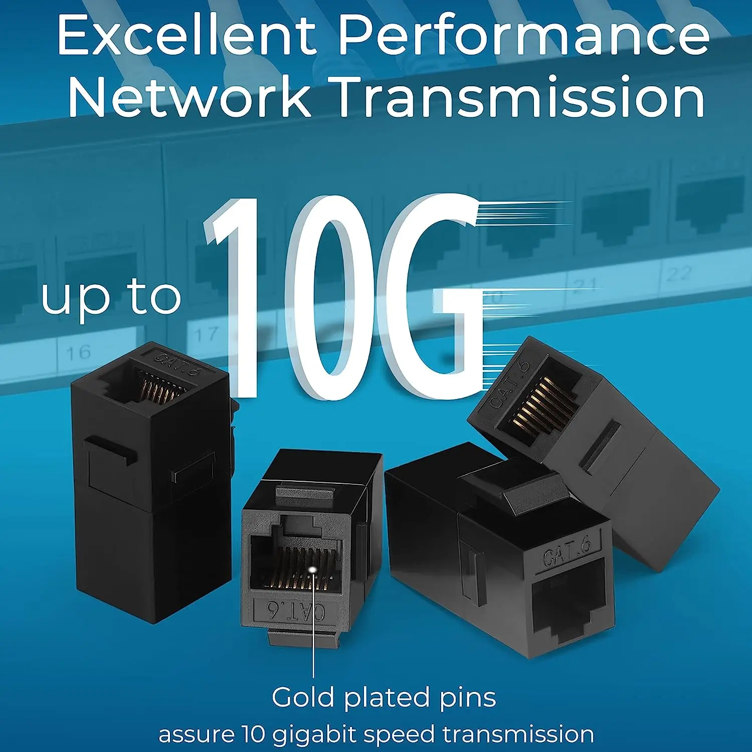 ZoeRax 패치 패널, 24 포트 Cat6 Cat6a Cat7, 인라인 키스톤 10G, RJ45 커플러 패치 패널, 탈착식 백 바 포함, 19 인치