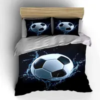 Ensemble de housse de couette à motif de football avec motif d'eau éclaboussante, literie en polyester colorée à impression numérique avec fermeture à glissière pour cadeaux pour enfants 4