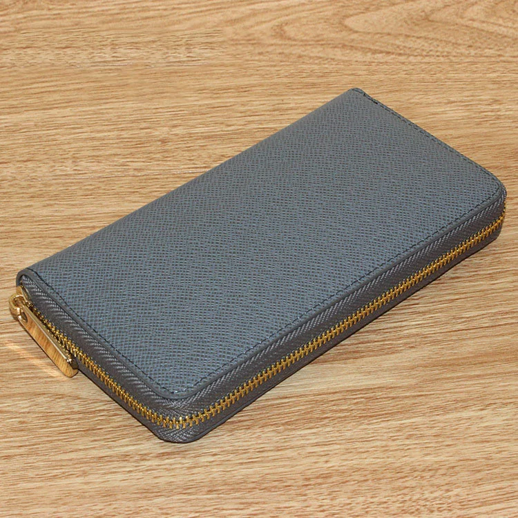 Free Custom Initial Letters Genuine Saffiano Leather Unisex Long Wallet Purse Brand Zipper Wallet With Card Holders