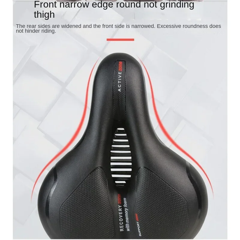 Hollow Breathable Bicycle Saddle Men Women MTB Road Bike Saddle Shock Absorbing Comfortable Big Butt Bike Seat Safety Warning