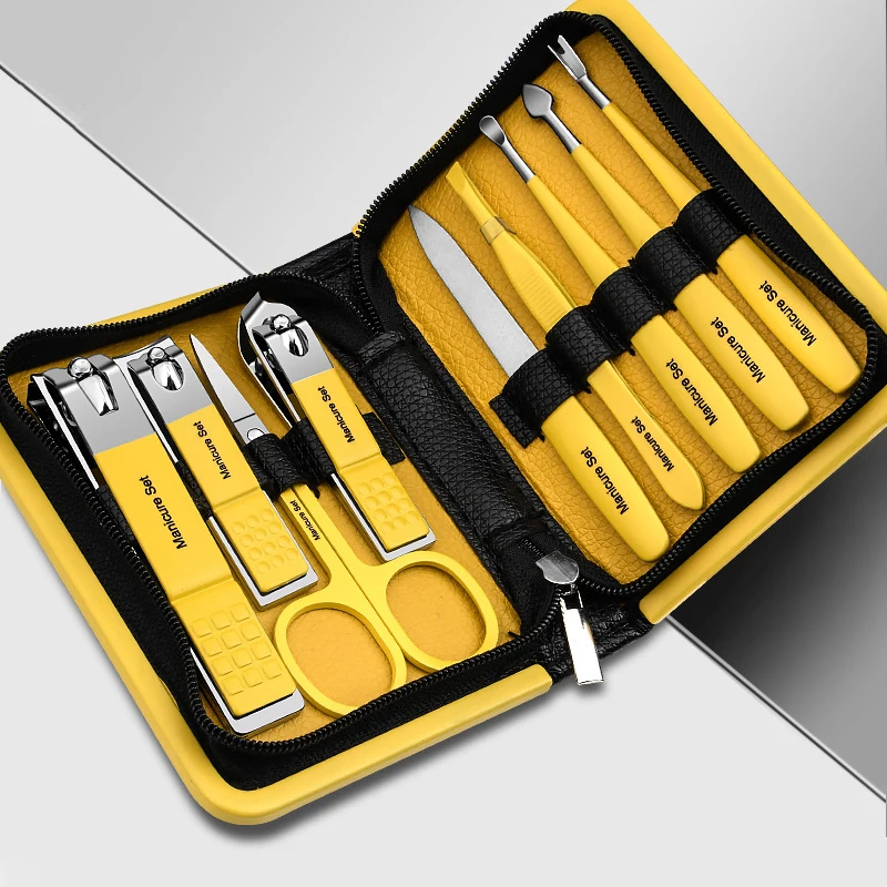 Manicure Set 9 In 1 Full Function Kit Professional Stainless Steel Pedicure Sets With PU Leather Portable Case Idea Gift