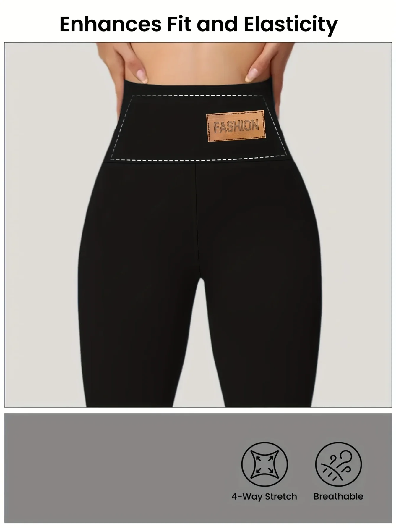 Solid Black High Waist Leggings for Women High Elastic Tummy Control Butt Lifting Slim Fit Yoga Ready Casual Daily Trousers Fres 4