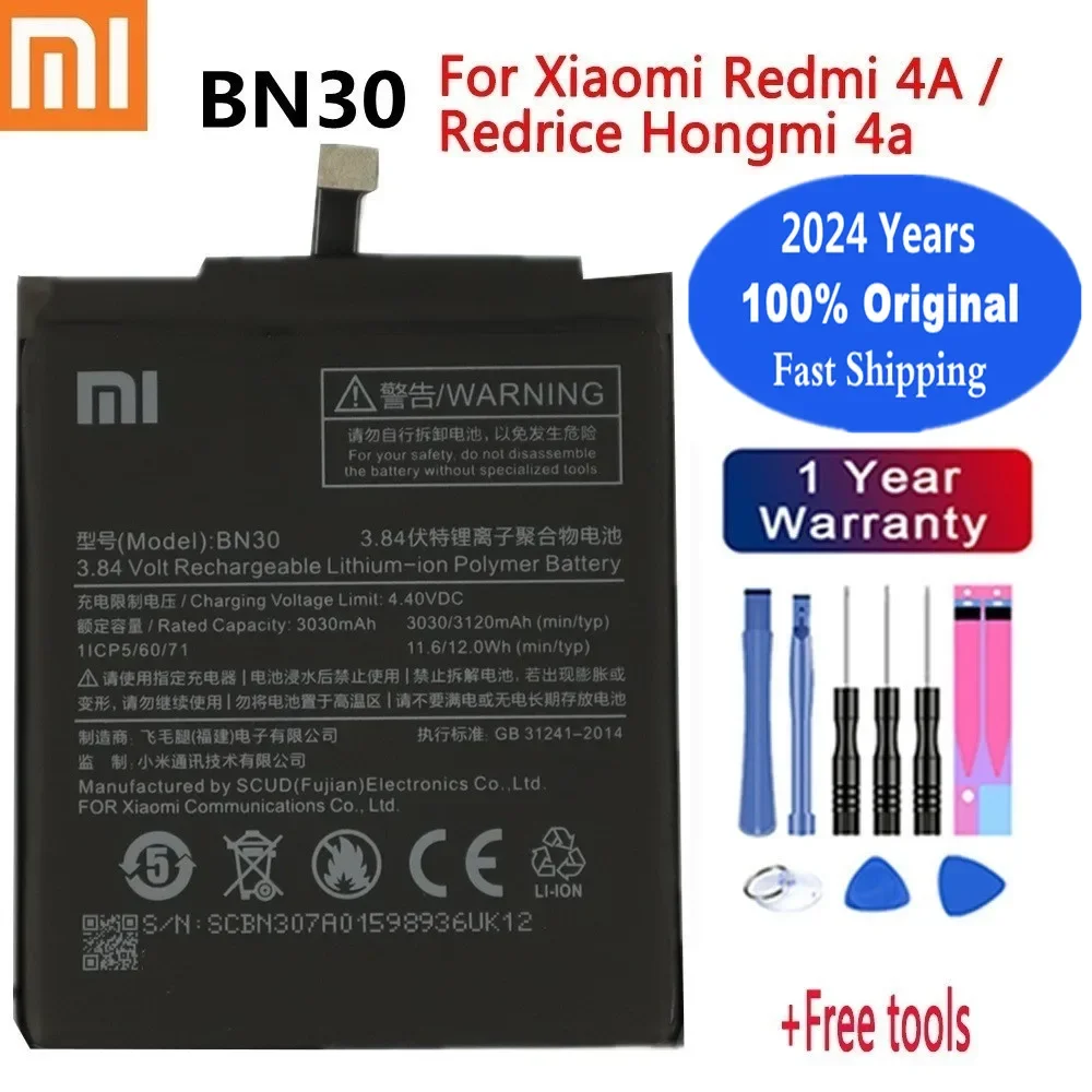 

2024 года, 100% оригинальный аккумулятор Xiao Mi BN30 для Xiaomi Redmi 4A Redrice Hongmi 4A, Сменный аккумулятор для телефона, быстрая доставка