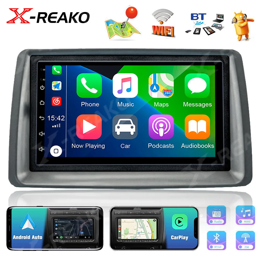 X-Reako 2 + 32G Autoradio Android 12 Stereo Per Fiat Panda 2003-2012 Lettore Multimediale Navigazione Gps Wireless Carplay Auto Bt Rds
