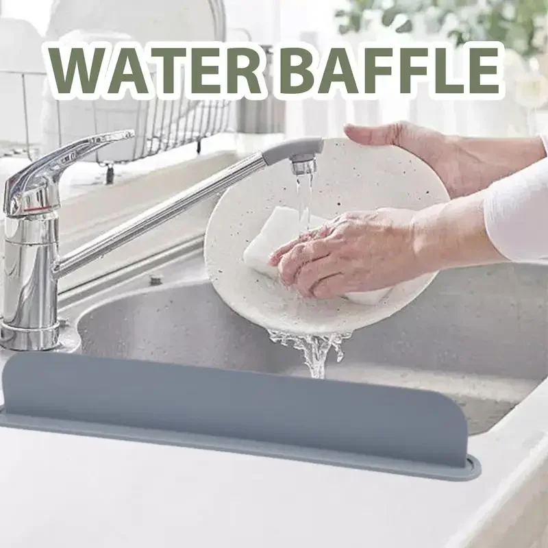 Reusable Silicone Barrier Countertop Sink Splash Guard Splashproof Bathroom Home Dish Washing Suction Cup Board Water Baffle