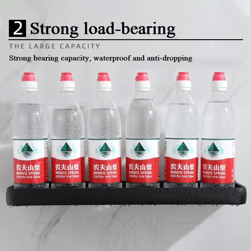 Free Drill Bathroom Shelf Black Shower Storage Rack Black Corner Shelves Wall Sticker Bathroom Accessories Toilet Shampoo Holder 4