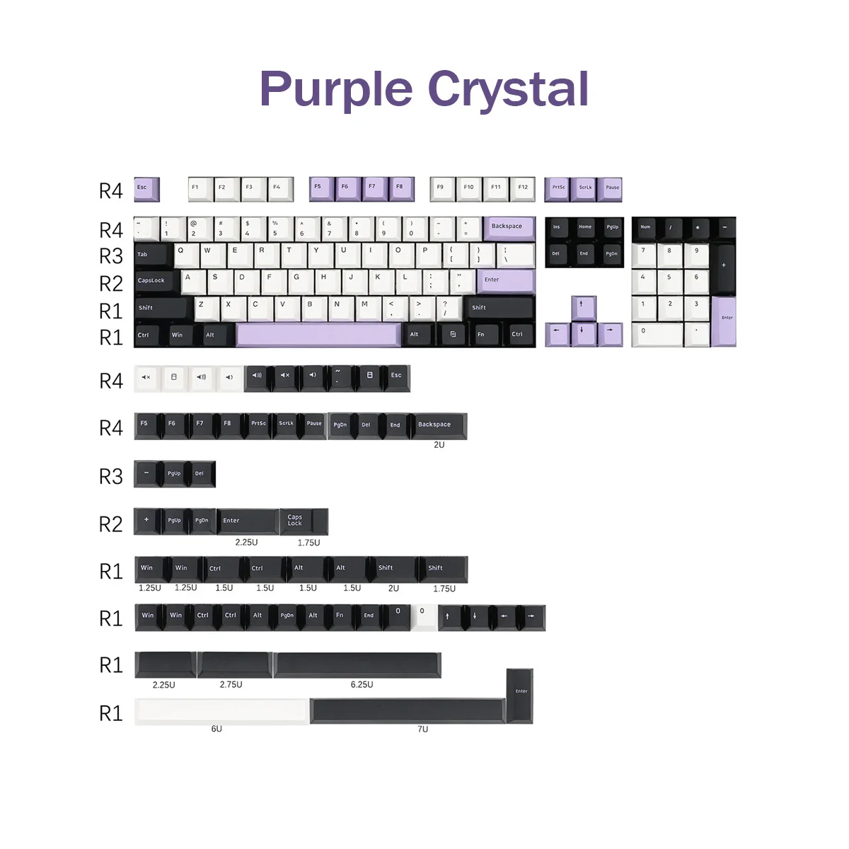 Keebox Noite Sakura Keycaps Cristal Roxo Íris Keycaps Cereja Duplo Tiro Pbt Cherry Perfil Keycaps