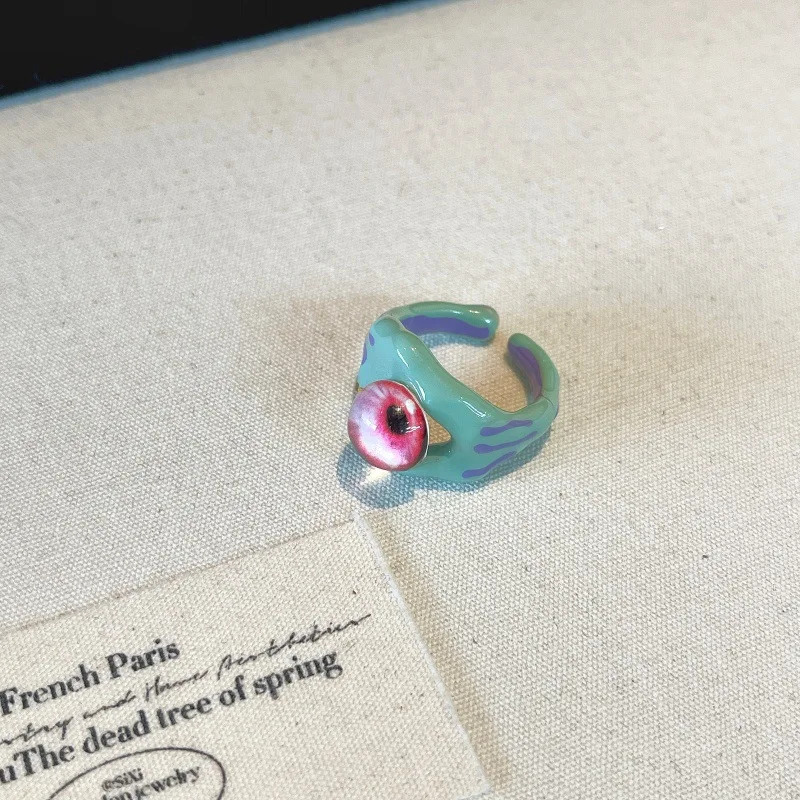 ヴィンテージオイルドリップペイントアイズラブリング - AliExpress