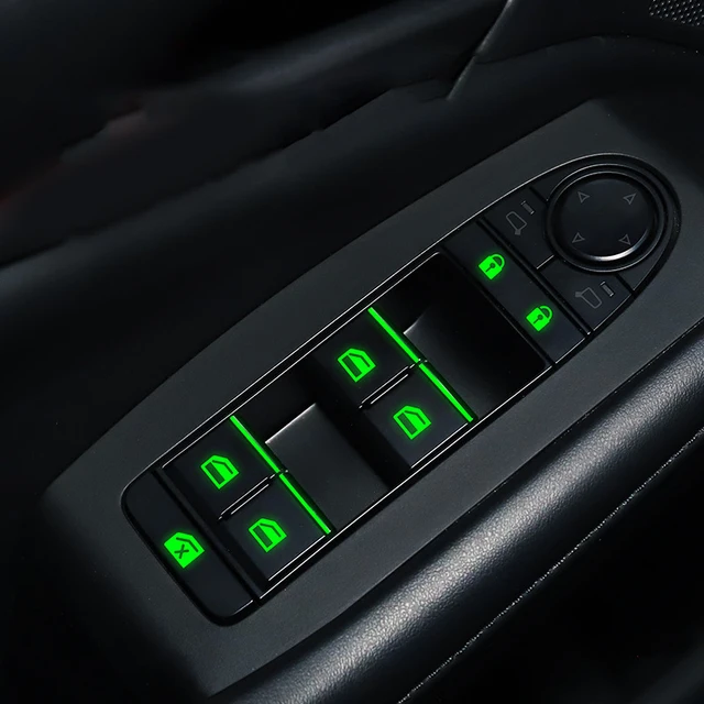 Luminous Car Window Button Sticker Door Window Lifter Switch Night Fluorescent Decals Car Interior Decoration Auto Accessories 3