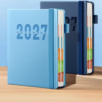 Agenda Giornaliera 2027 Formato A5, Quaderno con Pagine in Inglese, 400 Pagine Spesse, Agenda Mensile, Blocco Note con Righe Verticali Retrò