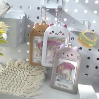 Kpop Photocard Holder with Keychain Y2K Kawaii cat Photo Card Sleeves ID Badge Holder Card Protector 2