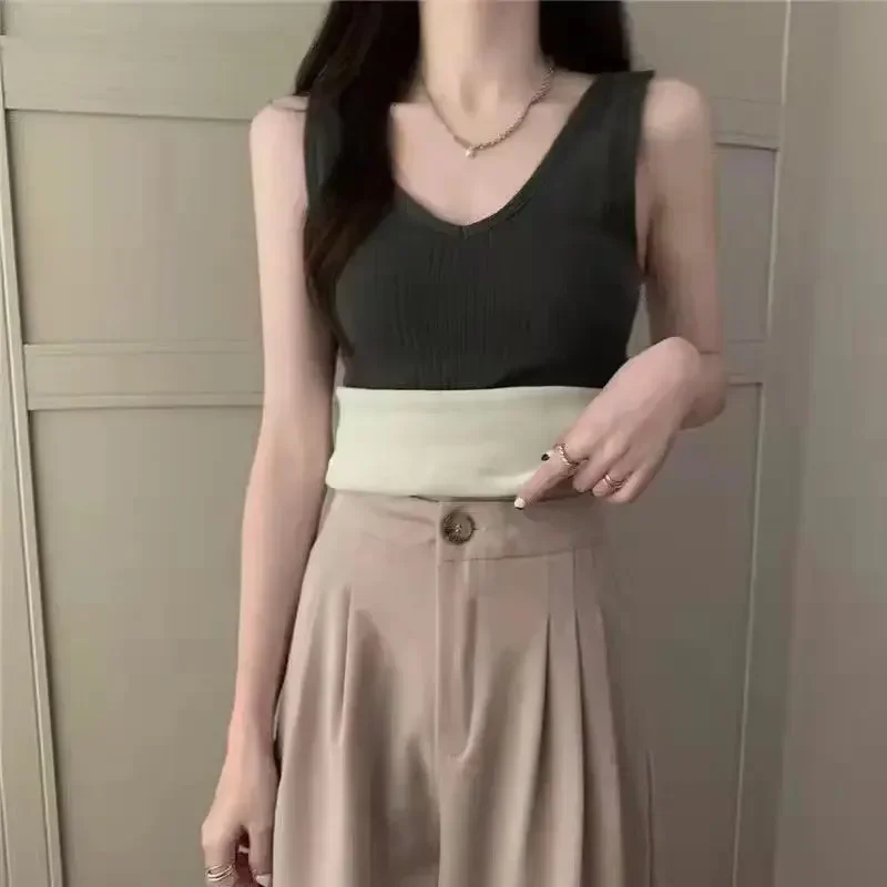 

Tops Tank Warm Thermo Clothing Women Winter Neck Solid Top Vest Female Velvet Bottoming Thick Thermal Ladies V Underwear