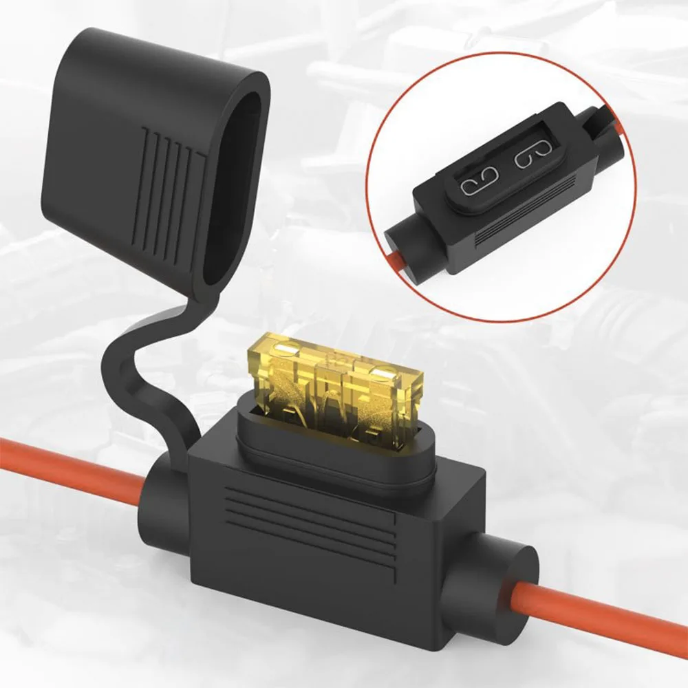 10er-Pack 14AWG Inline-Sicherungshalter 12V ATO/ATC wasserdichter Inline-Sicherungshalter mit 100 Stück Standard-Flachsicherungen 2A-35A Set für Marine – Detail 3