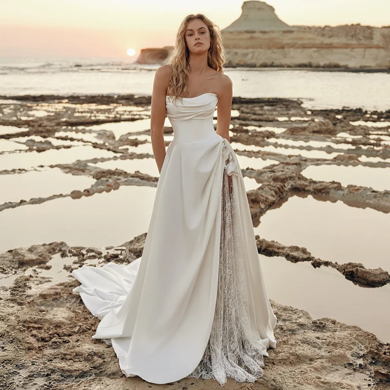 lace slit wedding dress Fit & Flare Wedding Dress with 3D Lace Slit