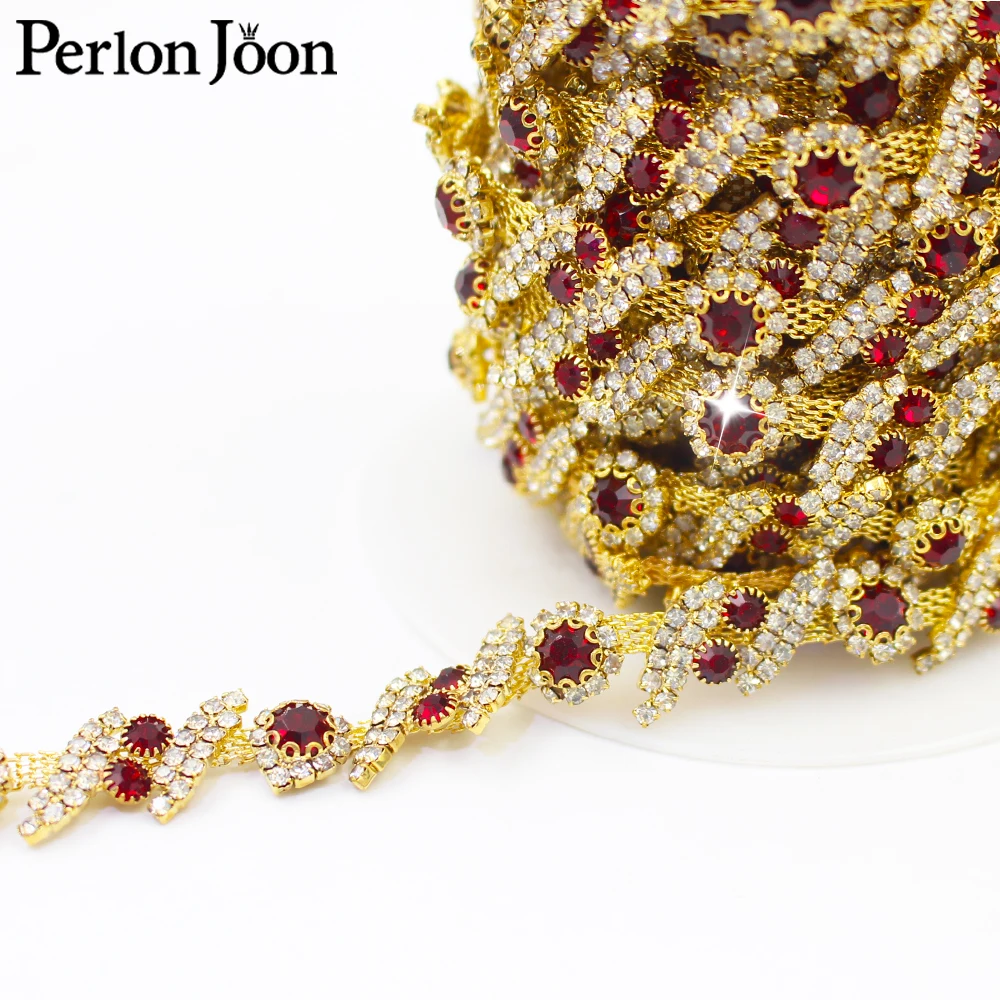 Neue Gold Kristall Band Bunte Applique Strass Trim Kette für Frauen Schuhe Taschen Kleidung Dekoration Zubehör ML183-193 – Detail 21