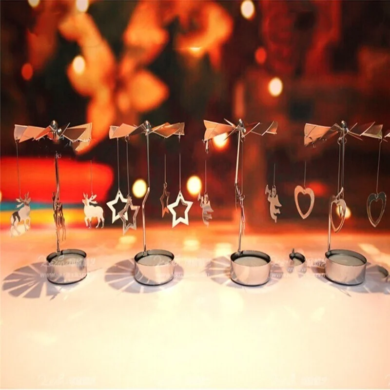 Christmas Decorations Christmas Decorations Spinning Rotary Metal Carousel Tea Light Candle Holder Stand Light Xmas Gift Candelabra for Home christmas decorations candle holders