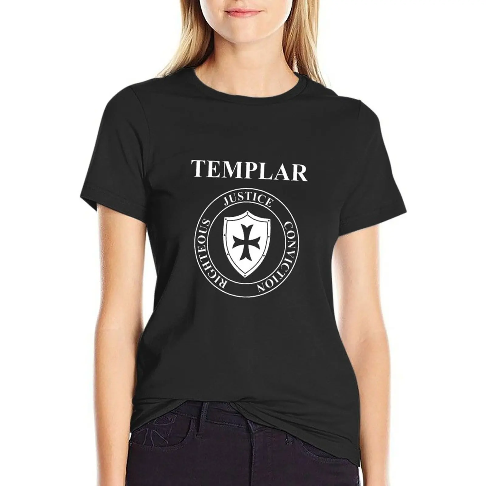 

Teutonic Order - Templar Virtues of the Knights Templar Shield T-shirt Short sleeve tee korean fashion Women t shirt