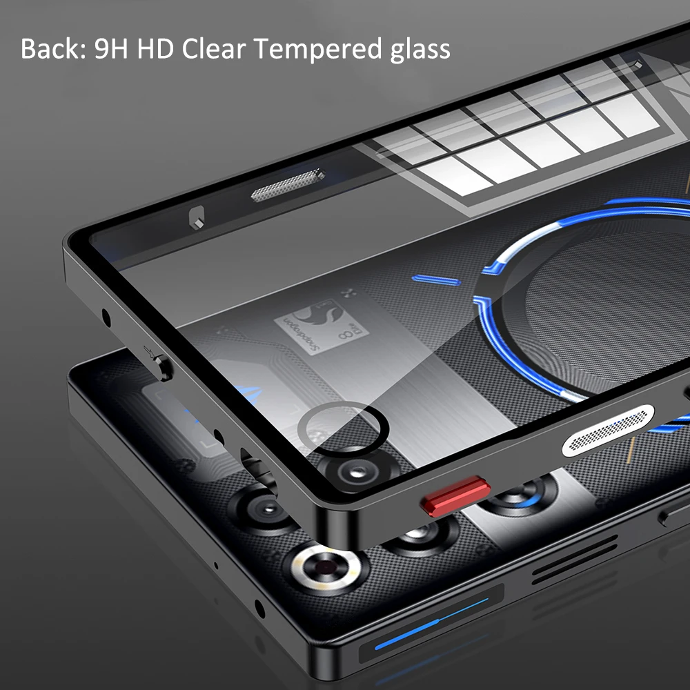 Aluminium Alloy Metal + Tempered Glass Clear Transparent Phone Case