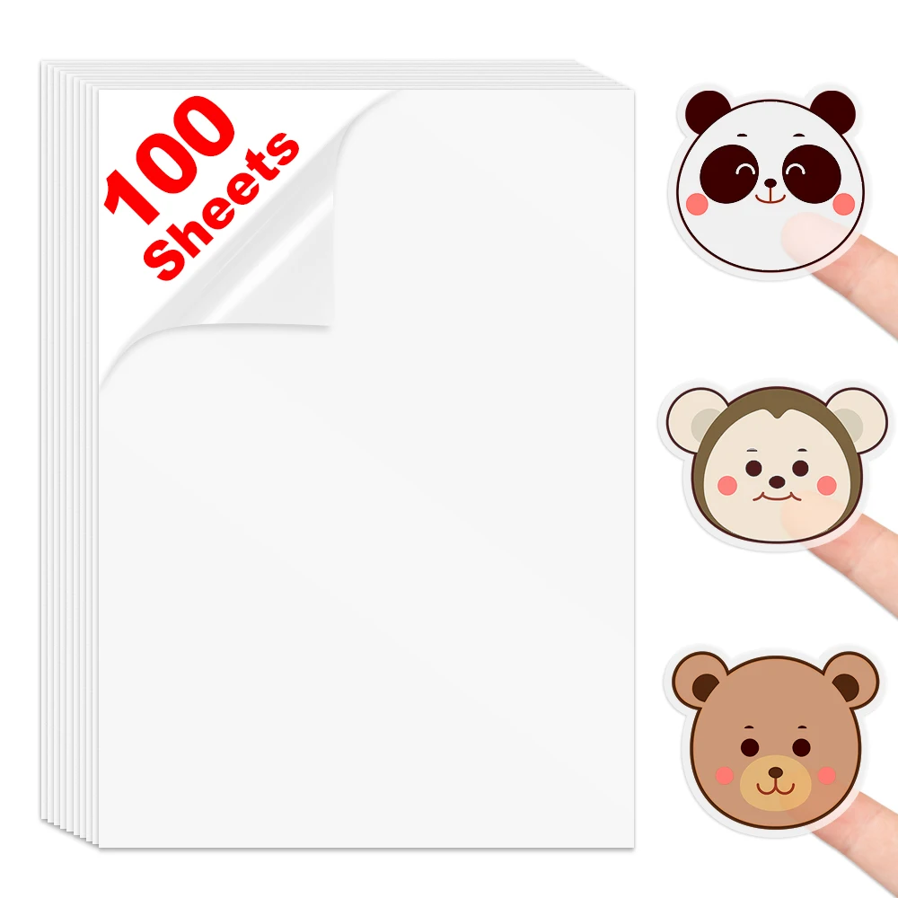 잉크젯 프린터용 비닐 스티커 용지, 투명 A4 용지, 자체 접착 인쇄 가능한 라..