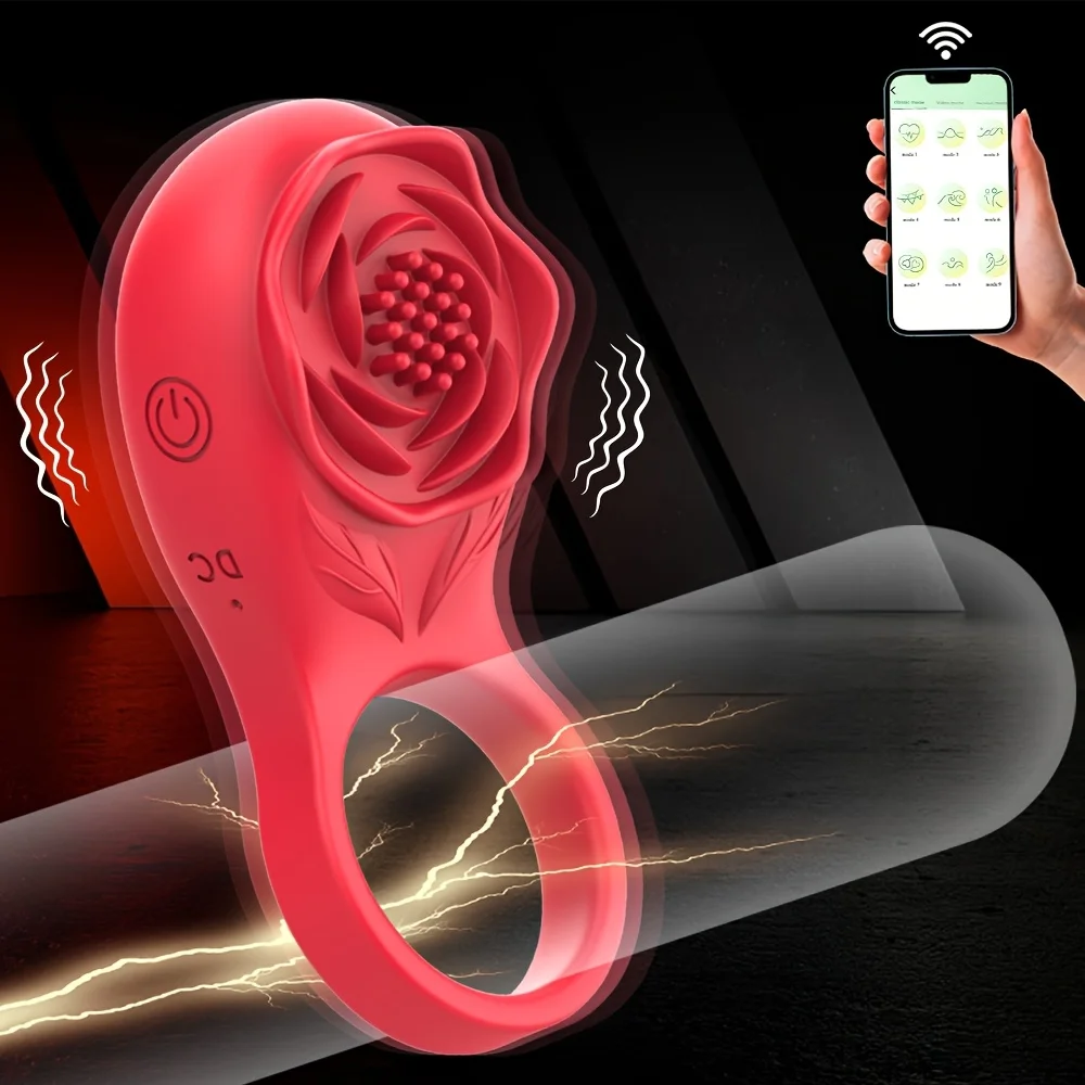 Vibrierender Penisring-Vibrator, Rosen-Penisring mit Klitoris-Stimulator, intimes Sexspielzeug, langlebig, stärkerer Vibrator-Ring für Männer 1