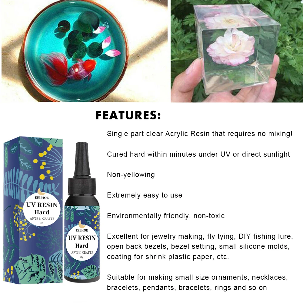 Clear Ultraviolet Curing Epoxy Resin Mold UV Quick Dry Glue Arts DIY Crafts Making Fast Curing High Transparency Drop Adhesive