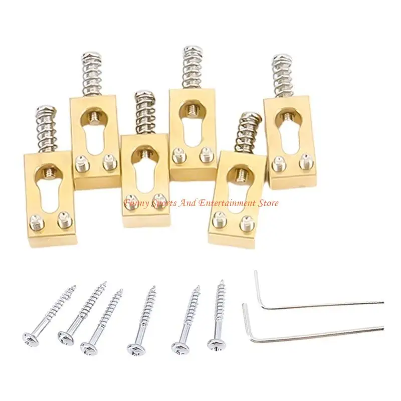 C4DE 6 Stück E-Gitarren-Saiten-Code-Sättel Ersatz Messing Vibrato Stegsättel Gitarrenzubehör einfach zu installieren – Detail 10