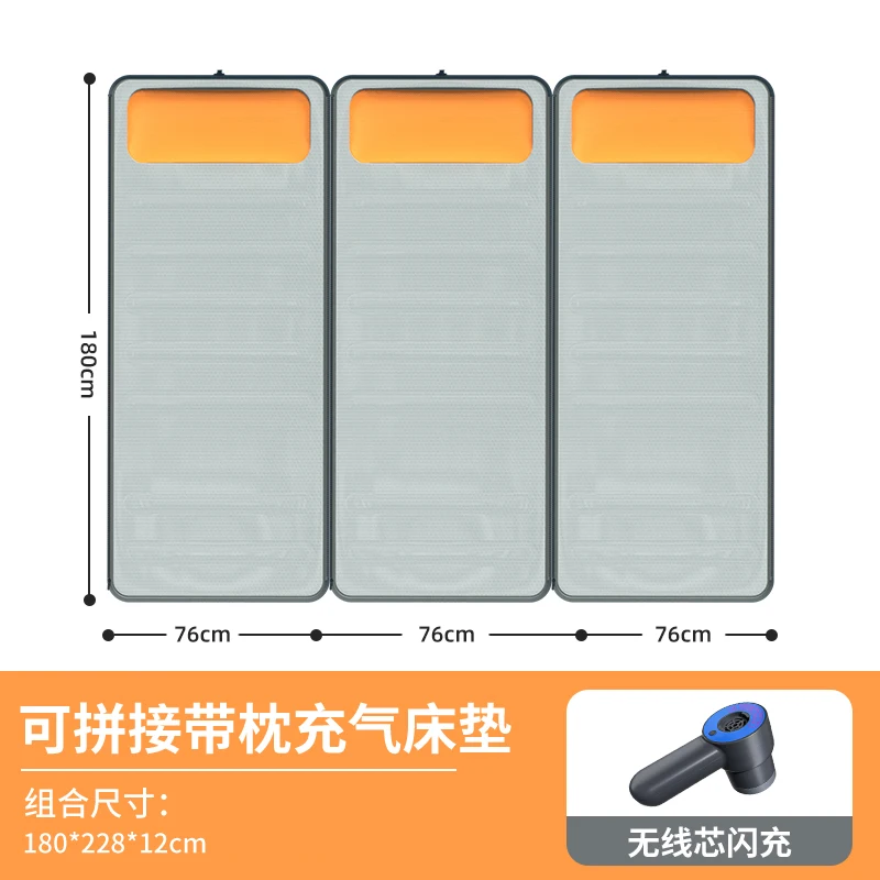 Inflating Air Mattress Camping Bed Double-Sided Waterproof For Indoor Floor Outdoor Tent Sleeping With Built-in Pump Storage Bag