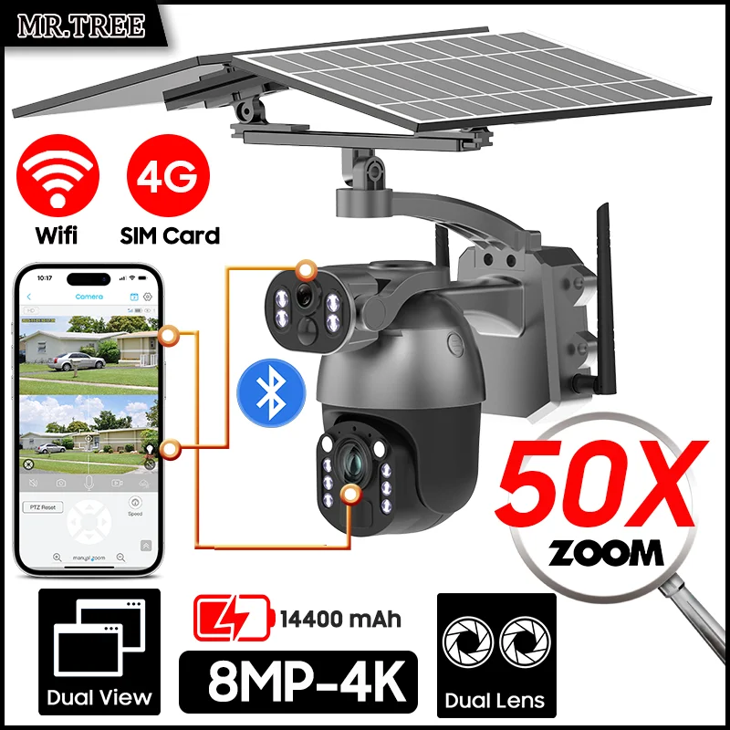 8MP 4K 50X Optical Zoom Video Solar Camera 4G SIM CCTV Outdoor SurveillanceWiFi Home Security PTZ Motion Detect IP Tracking Cam 8MP 4K 50X Optical Zoom Video Solar Camera 4G SIM CCTV Outdoor SurveillanceWiFi Home Security PTZ Motion Detect IP Tracking Cam