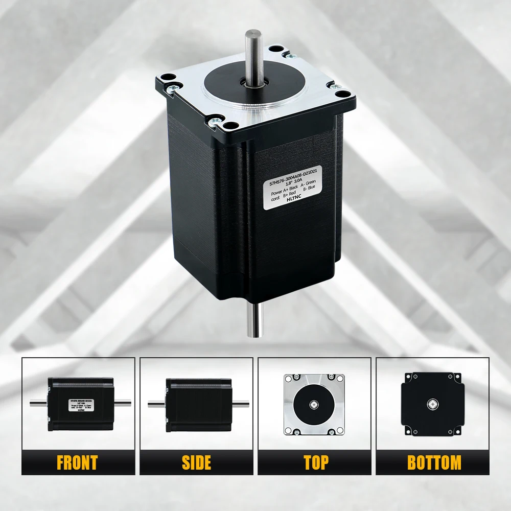Nema 23 Stepper Motor 2N.m 57HS76mm 285ozin Dual Axle 6.35/8mm