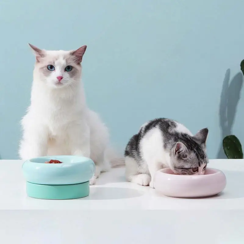 

Pet Food Container For Feeding & Watering Creative Detachable Ceramic Double Bowl Ceramic Cat Water Bowl Pet Accessories Kitten