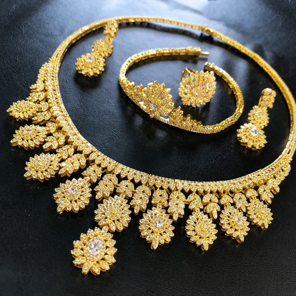 

Kellybola Shiny Full CZ Luxury Necklace Bracelet Earrings Ring Jewelry Sets for Women Wedding Jewelry High Quality Lady Gift