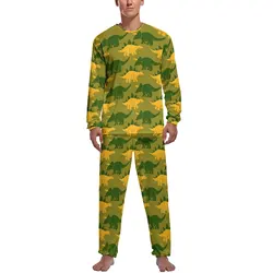 Mosaic of Dinosaur Pajamas Long Sleeve Funny Animal 2 Pieces Casual Pajama Sets Autumn Man Design Cool Sleepwear