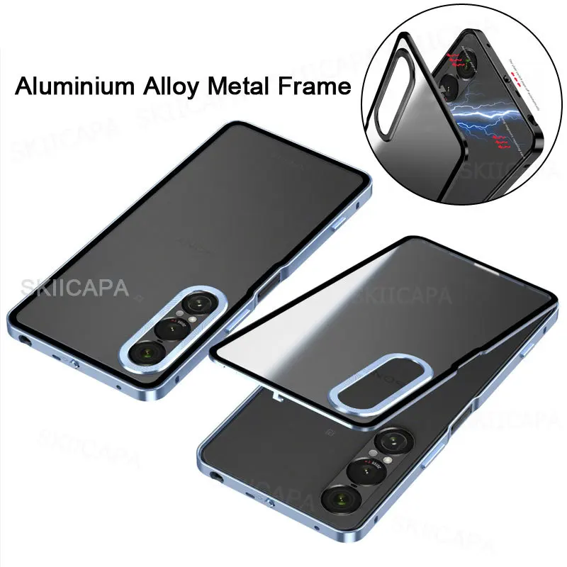Shockproof Metal Phone Case with Aluminium Alloy Frame and Hard Matte Bumper Cover