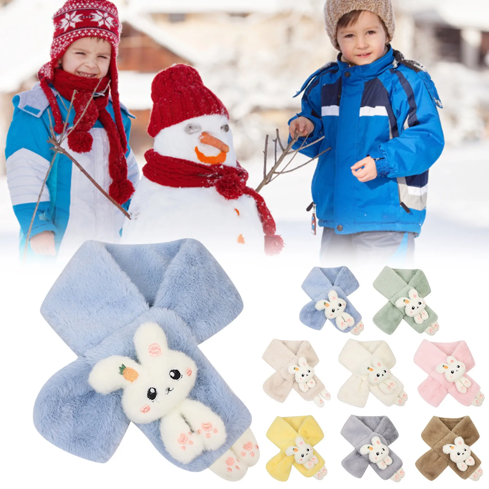 

2022 Children'S Scarf Autumn And Winter h Parent Child Rabbit Cartoon Imitation Rabbit Baby Scarf