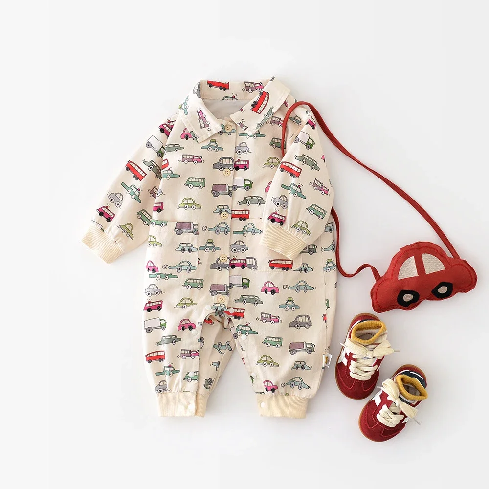 Autumn Baby Boy Car Print Jumpsuit
