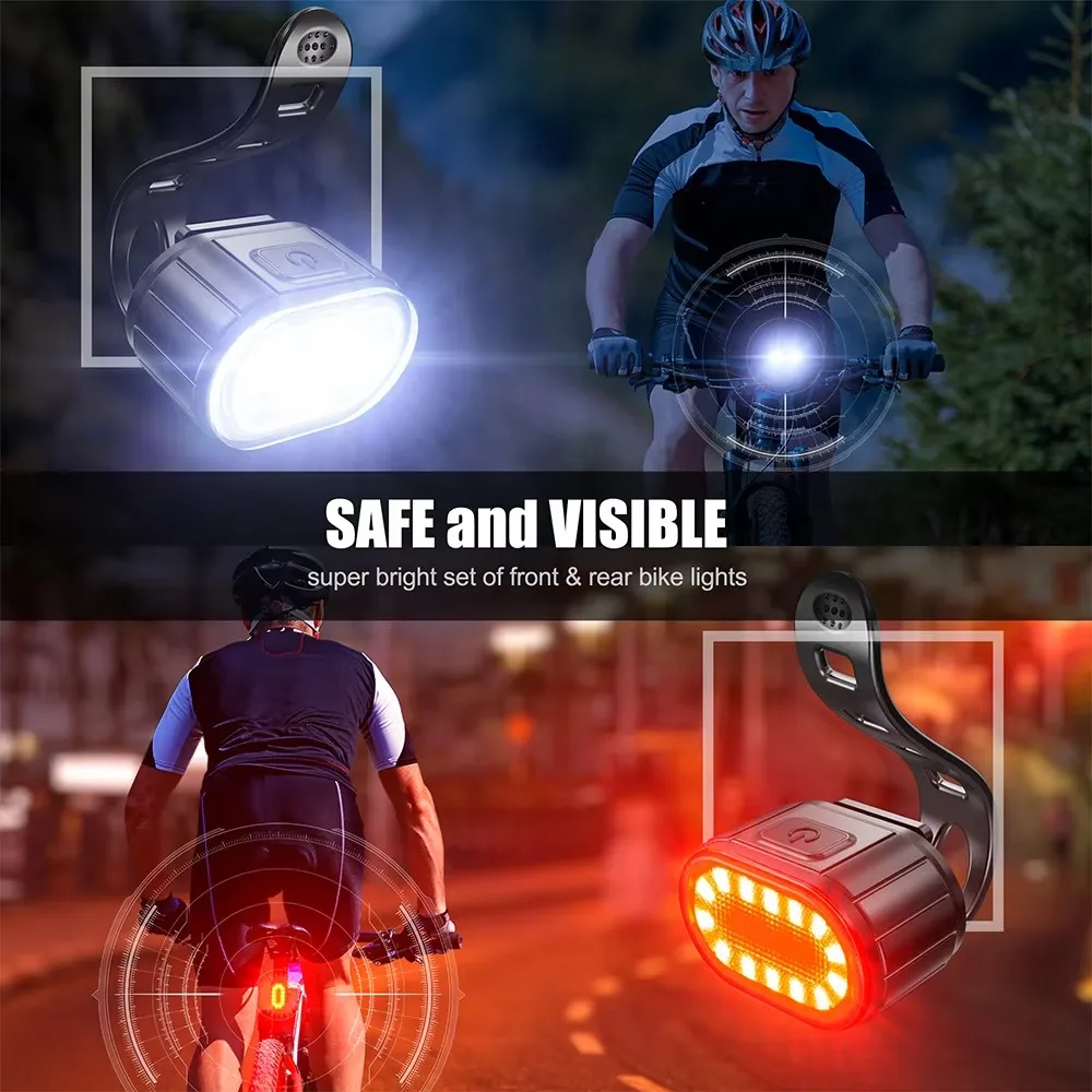 Cycling Bike Light Set, USB Rechargeable, Waterproof LED Front & Rear 4