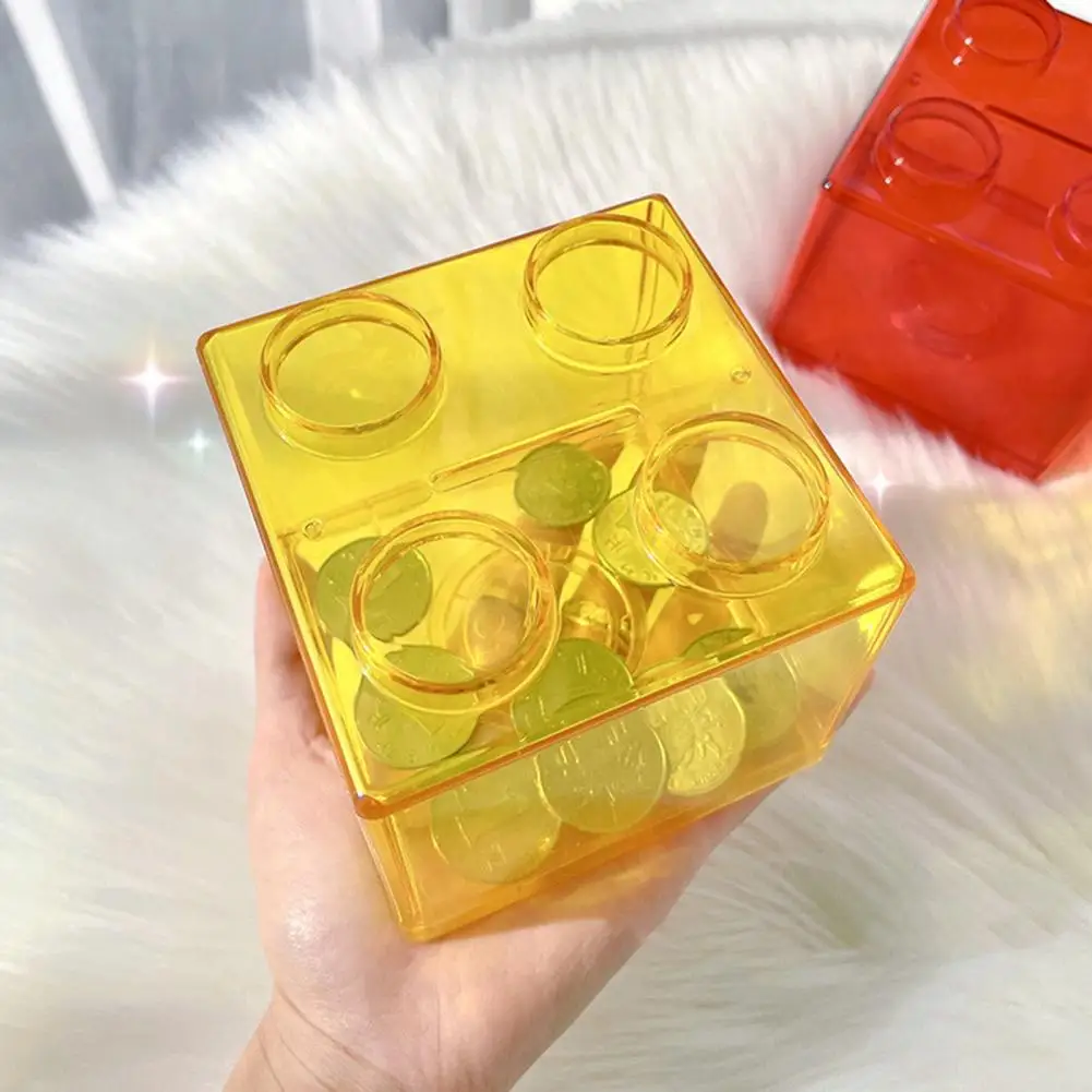 Practical Building Blocks Toy Design Piggy Bank Kids Room Decor Stackable Coin Saving Box Unique Shape for Gifts 3