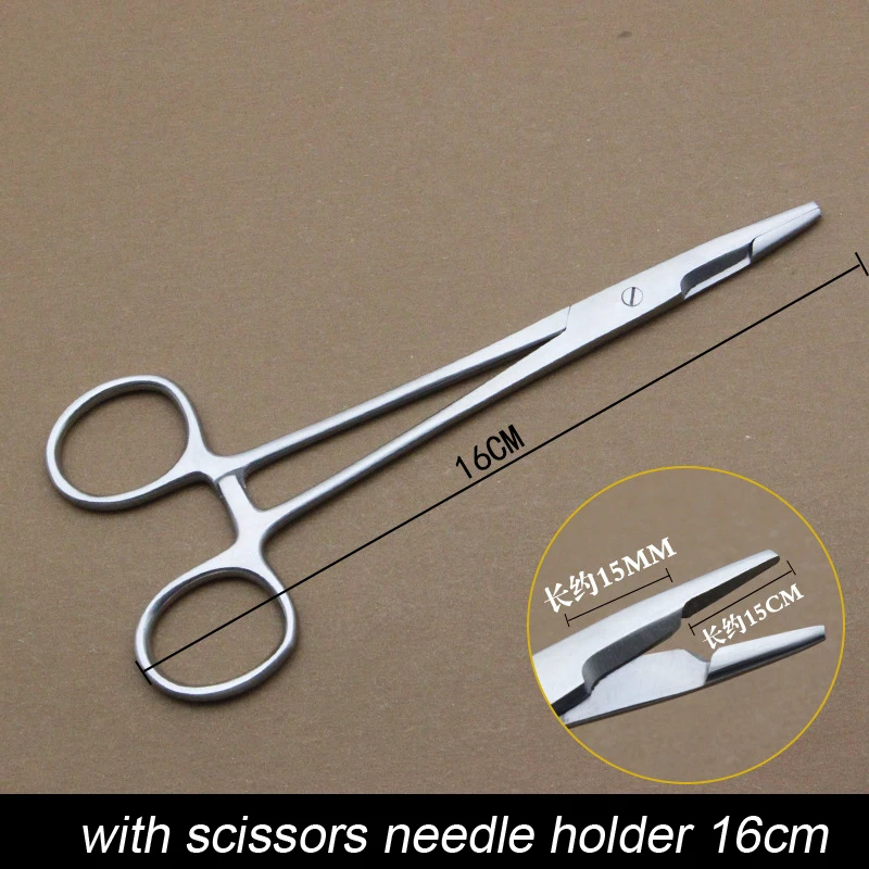 Stainless steel Multifunctional needle holder insert with scissors for plastic surgery double eyelid tool