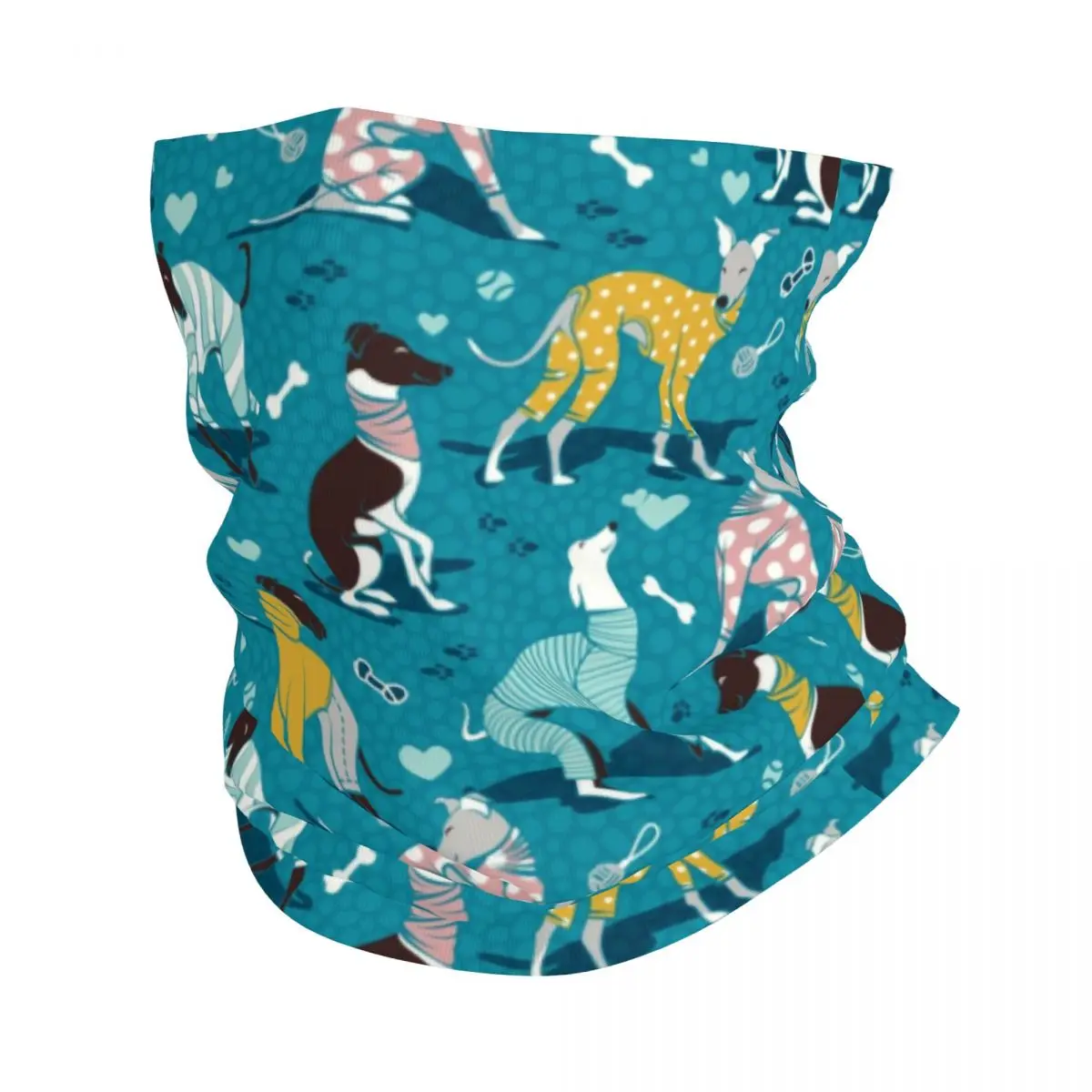 

Cute Greyhounds Dog Bandana Winter Neck Warmer Men Windproof Wrap Face Scarf for Hiking Whippet Sighthound Pet Gaiter Headband
