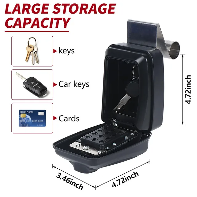 Portable Car Window Hanging Antitheft Code Key Box With 12Digits Code Waterproof Anti-theft Key Safe For Office Home Outdoor Use 6