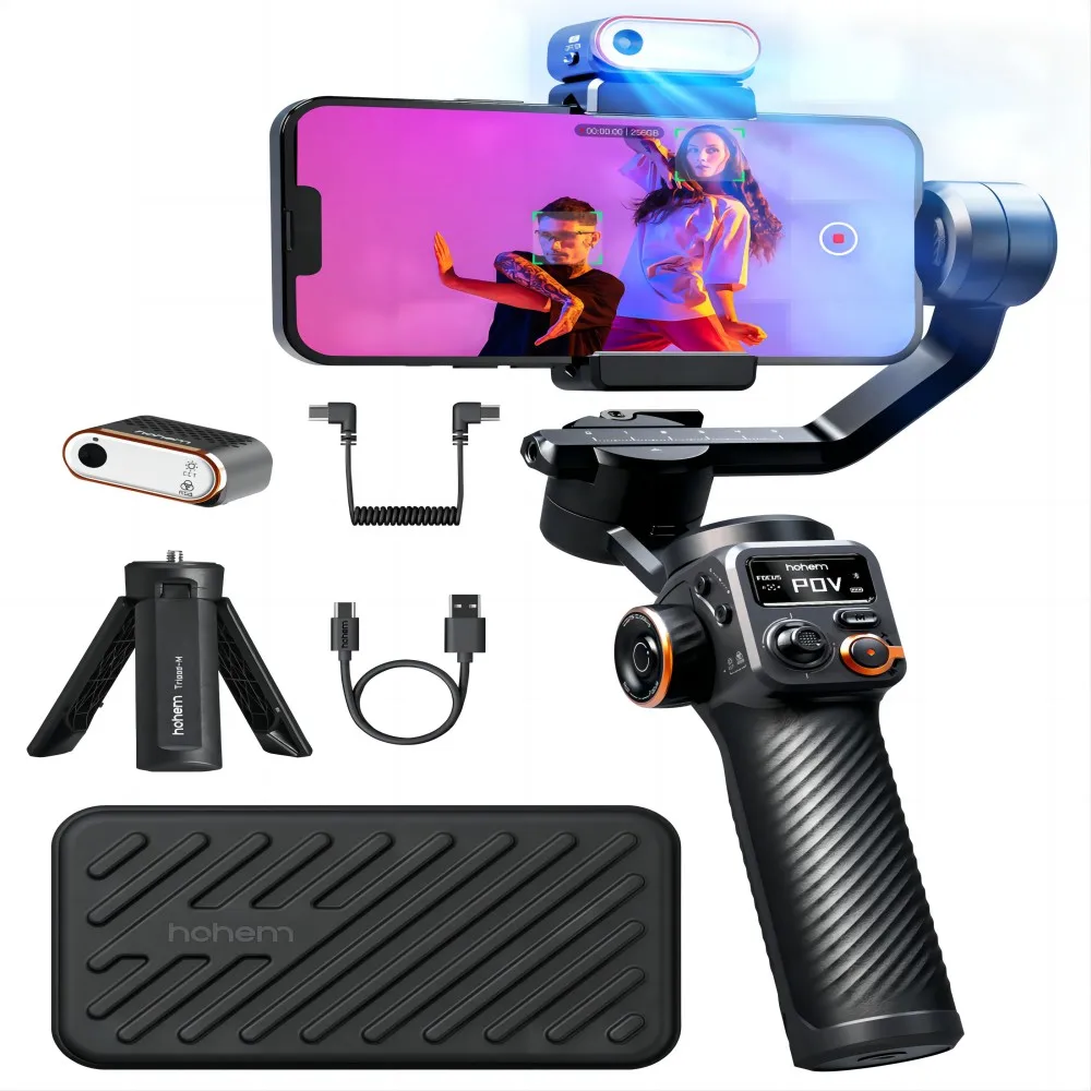 Smartphone Stabilizer Hohem iSteady M6 Kit Handheld Gimbal Selfie Tripod AI Magnetic Fill Light Full Color Video Lights