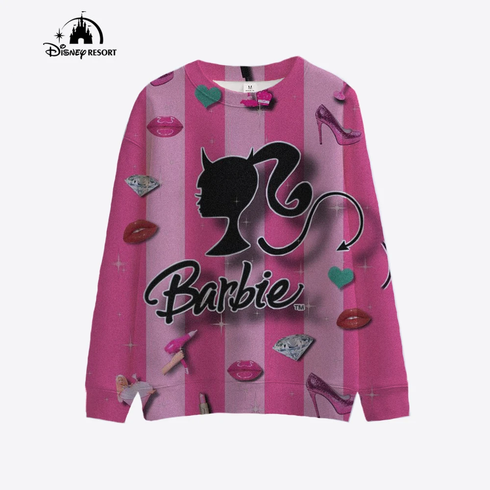 thumbnail image 1 of Sudadera nueva para mujer 2024, jersey con estampado de Barbie de dibujos animados, primavera y otoño, informal, holgada, con cuello redondo, regalo, 1 of 4
