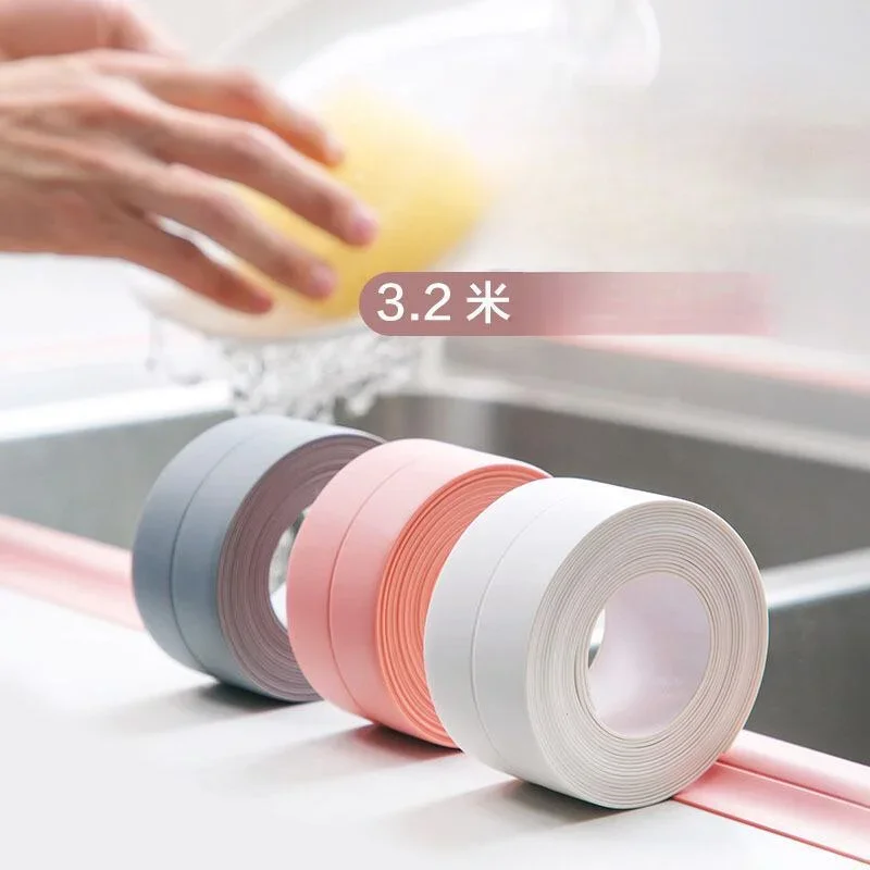 

Bathroom Shower Sink Edge Sealing Strip 320x3.8cm Tape PVC Self Adhesive Waterproof Wall Sticker Kitchen Caulk Strip