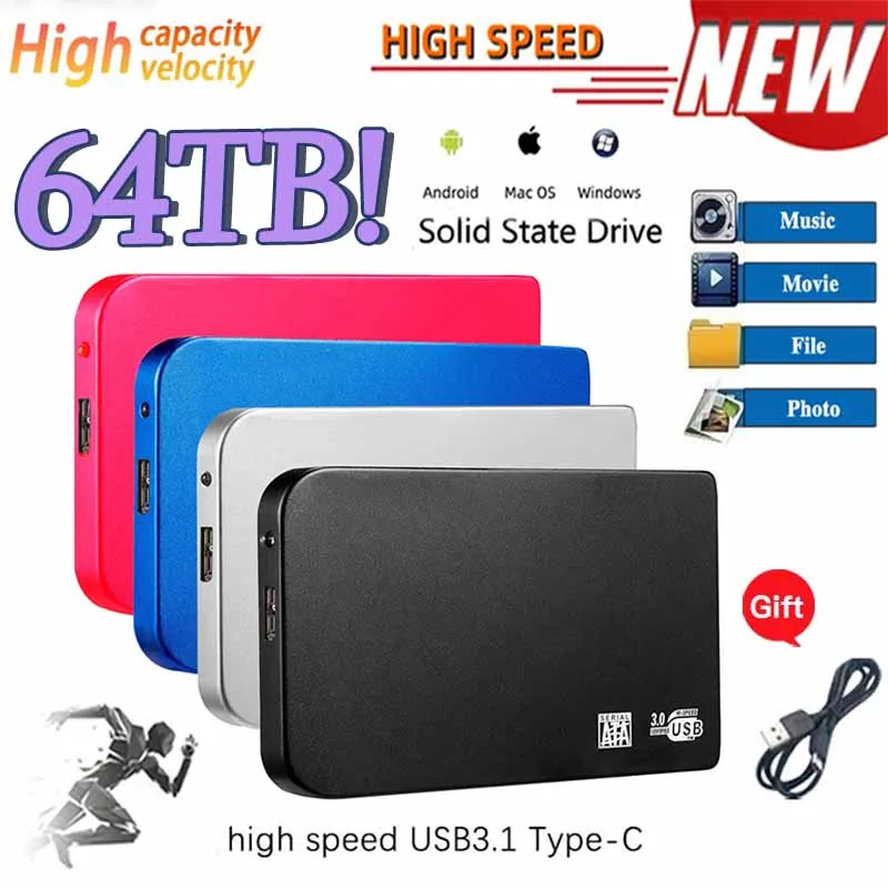 

Portable Original 1TB SSD 500GB High-speed External Solid State Hard Drive USB3.0 Interface HDD Mobile Hard Drive for Laptop/mac