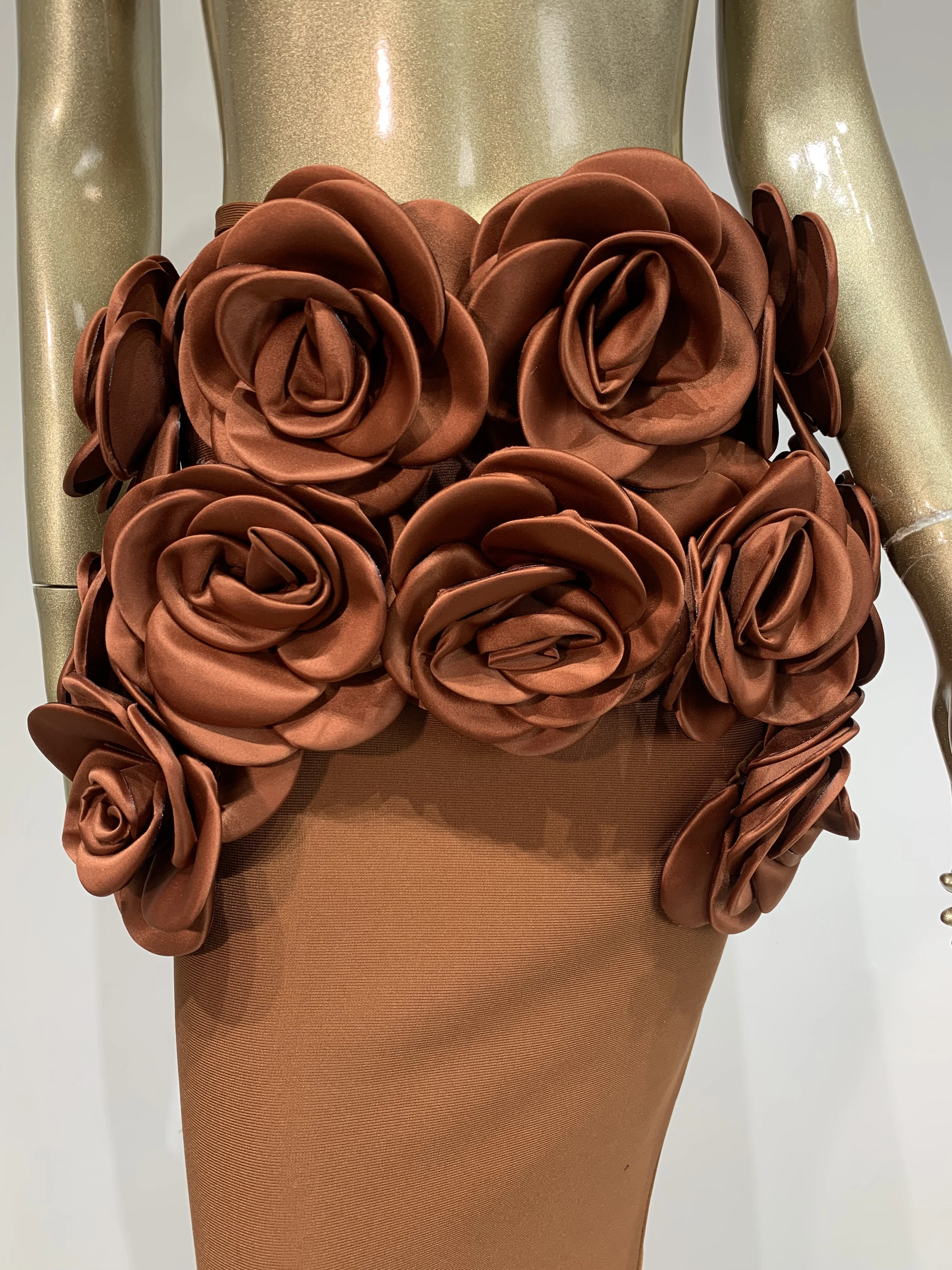 Women Celebrity Sexy Backless Halter Flower Brown Maxi Long Bandage Skirt Set 2025 Knitted Elegant Evening Club Party Clothing 5