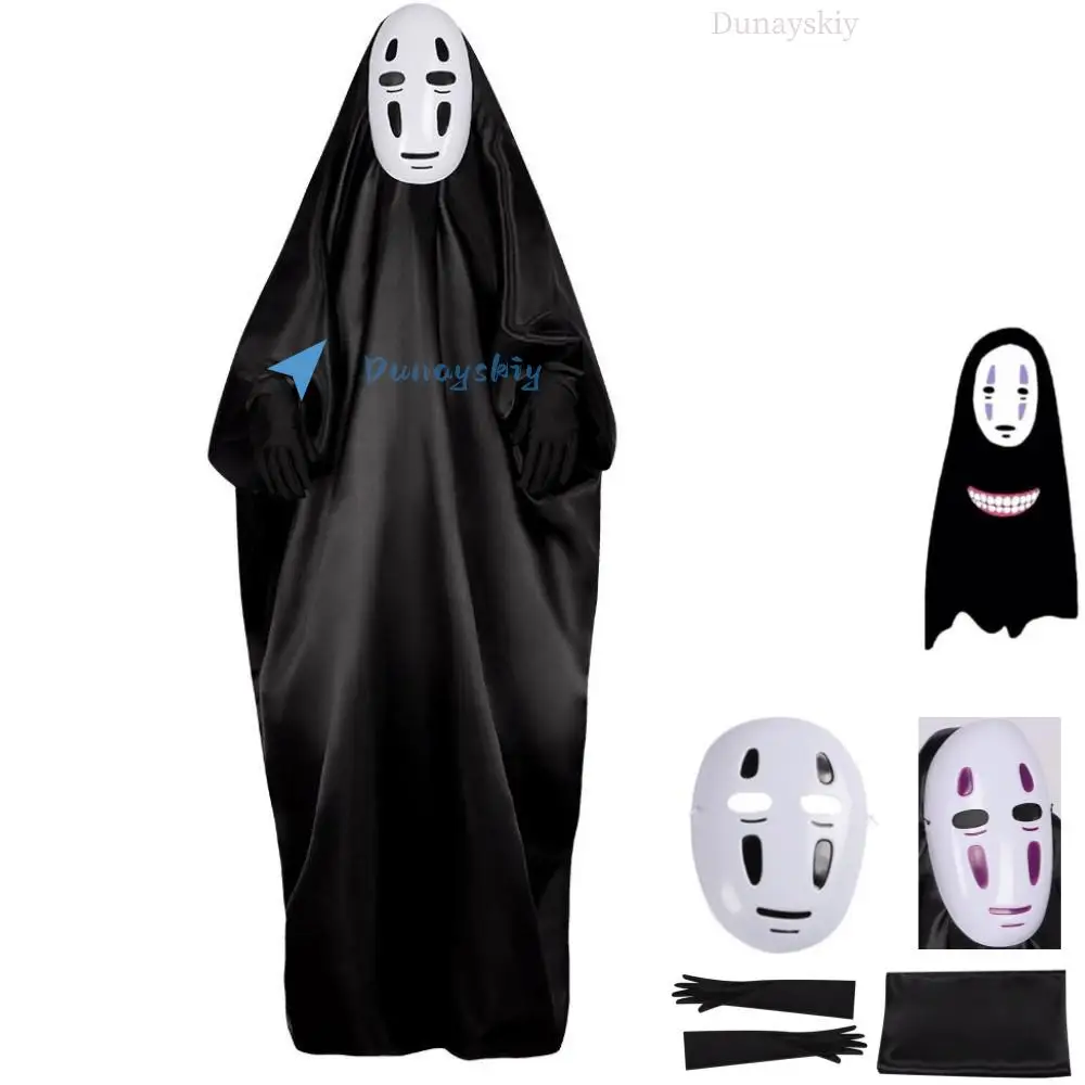 

Anime Movies Spirited Away Sen To Chihiro No Kamikakushi No Face Man Cosplay Costume Robe Mask Adult Children Boys Girl Suit