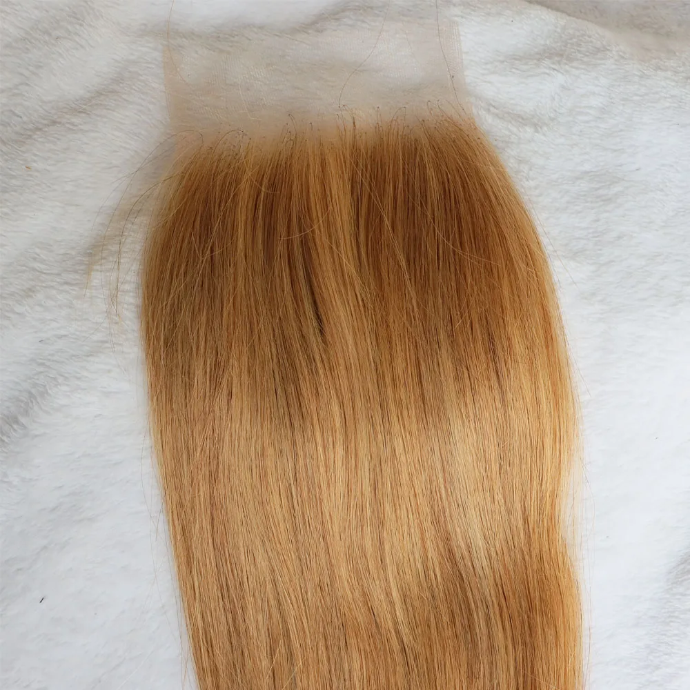 #27 Dark Honey Blonde Virgin Brazilian Human Hair Lace Frontal Closure 4x4,5x5,13x4,13x6 Transparent Closure Frontal