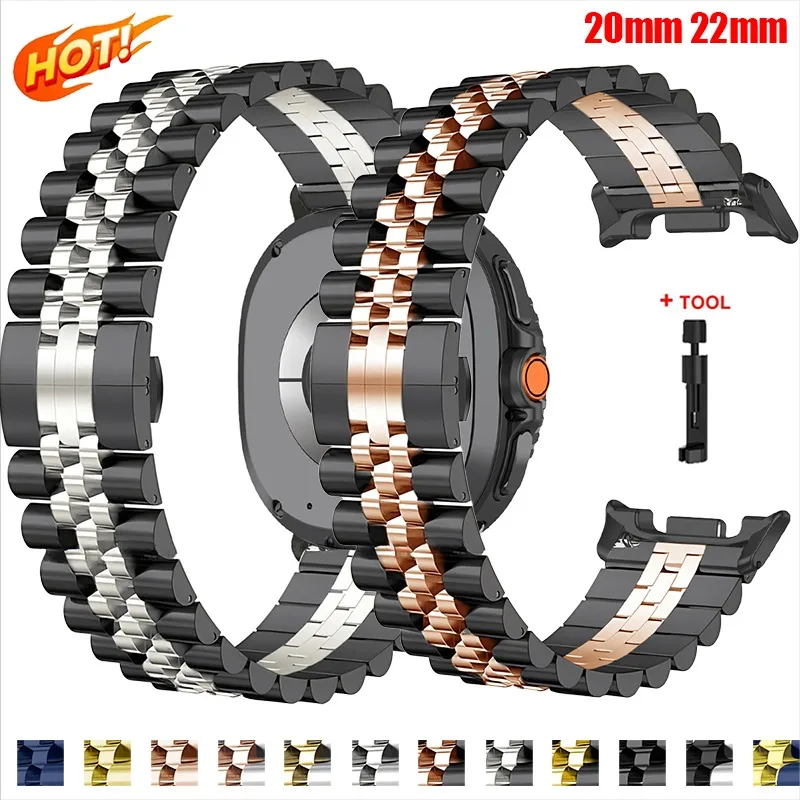 Luxury Stainless Steel Metal Watch Strap - 20mm/22mm