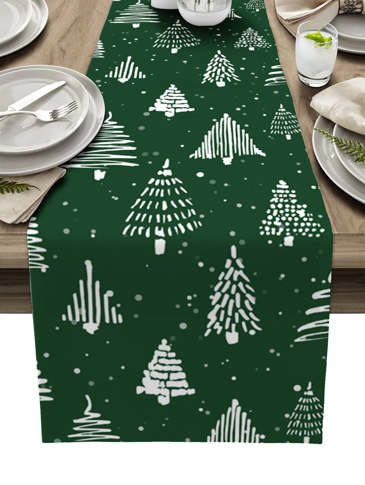 

Рождественская текстура рождественской елки, зеленая настольная дорожка, свадебное украшение стола, обеденная скатерть, Рождественские Праздничные салфетки